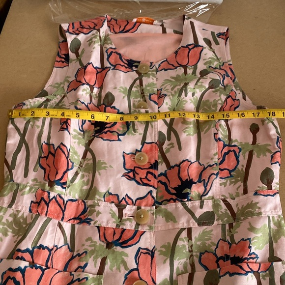 Tory Burch Pink Print Dress. Sleeveless with Button Front. Size 10 - Picture 9 of 9